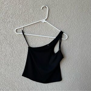 & Other Stories Black Asymmetrical One Shoulder Cropped Tank Top